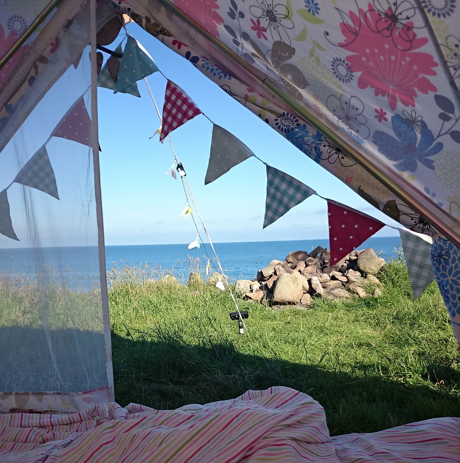 The view from my tent at Cae Du Farm campsite