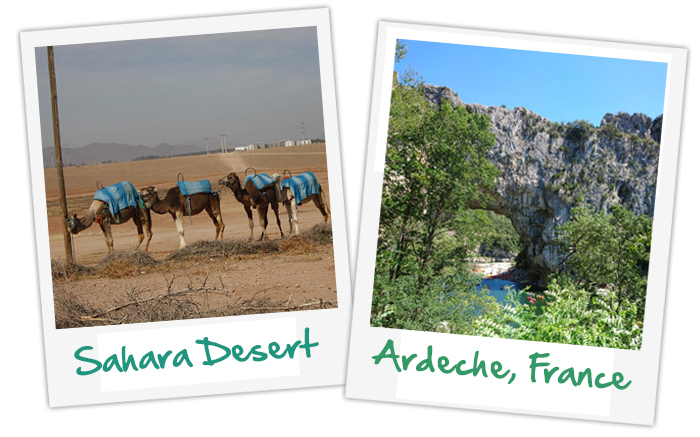 Ardeche France and Sahara Desert