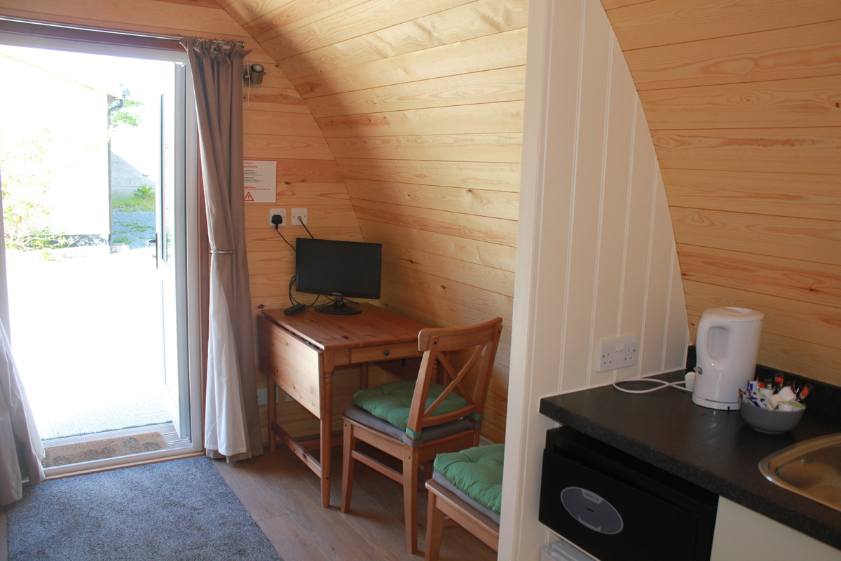 inside our glamping pod at acorn adventures