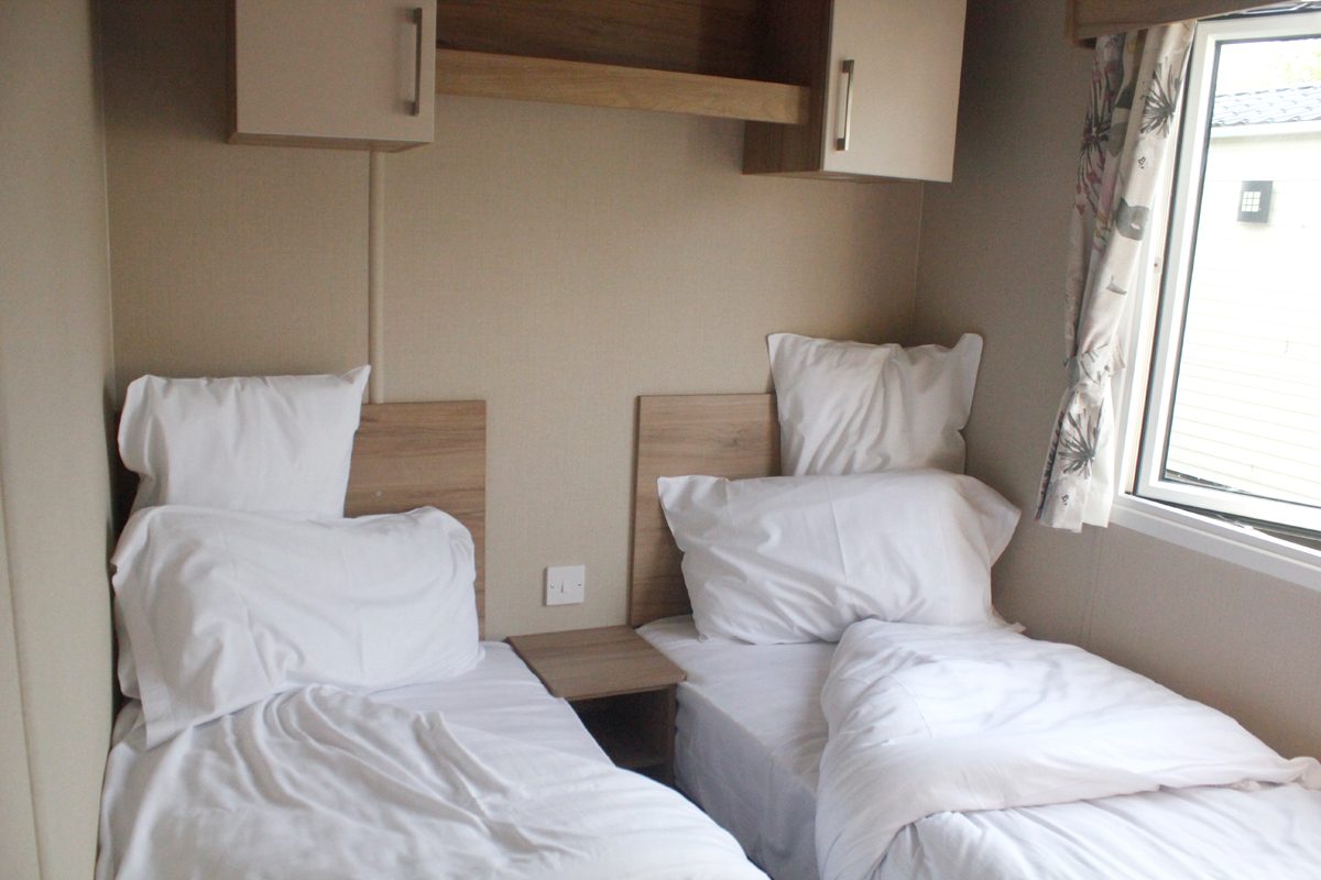 Twin bedroom in caravan