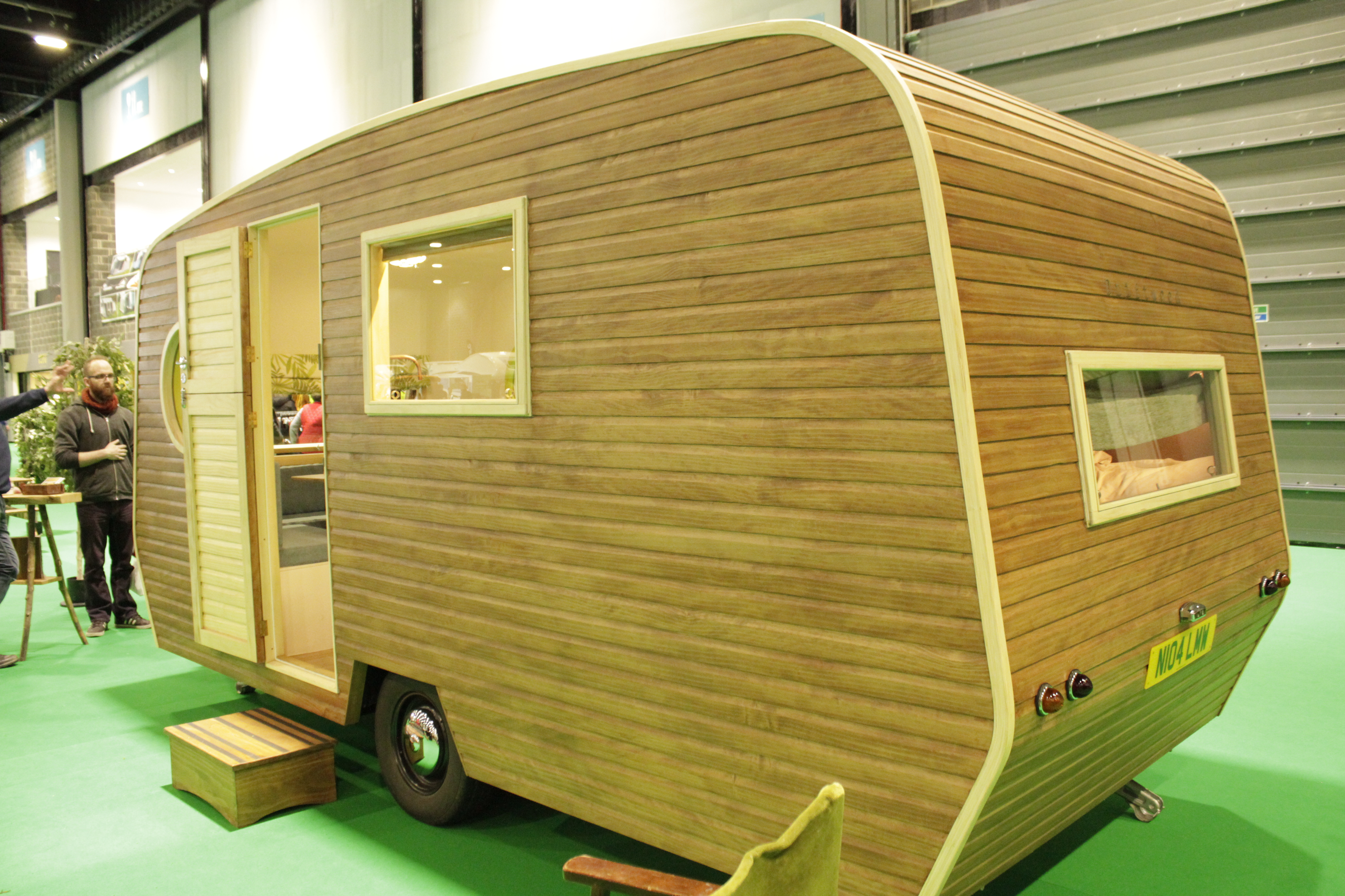 Wood clad caravan