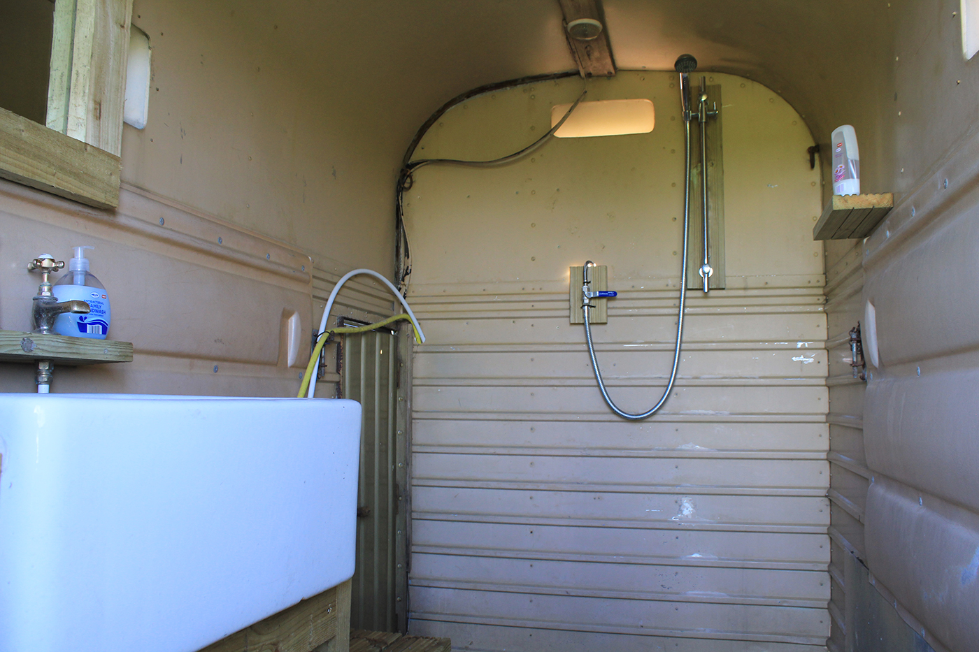 Horse box shower room
