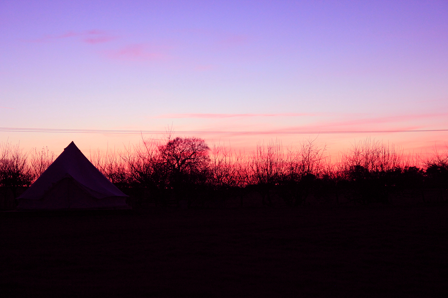 Stunning sunset at Thorpe Glamping