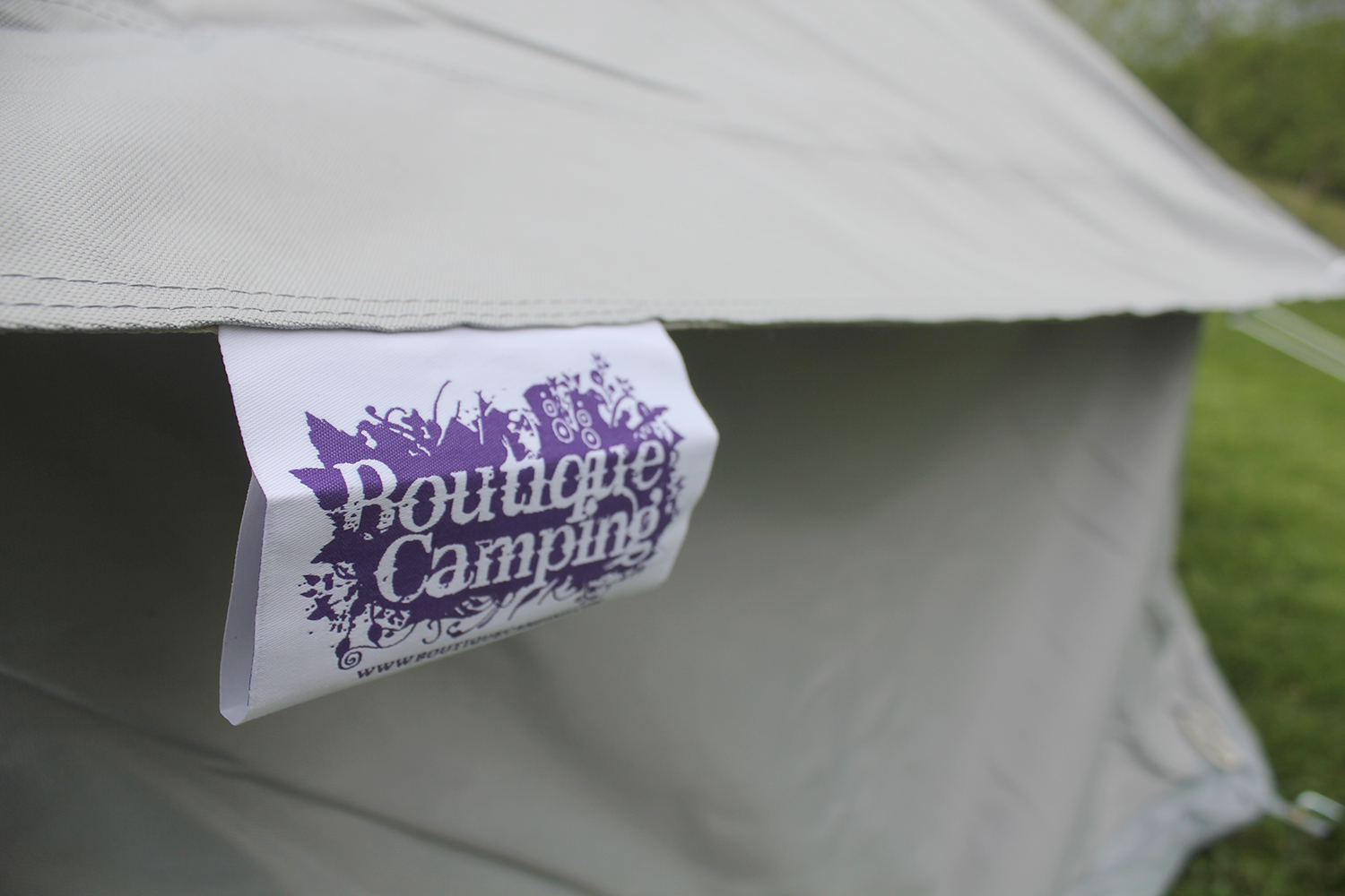 5m Oxford Bell Tent branding on the tent