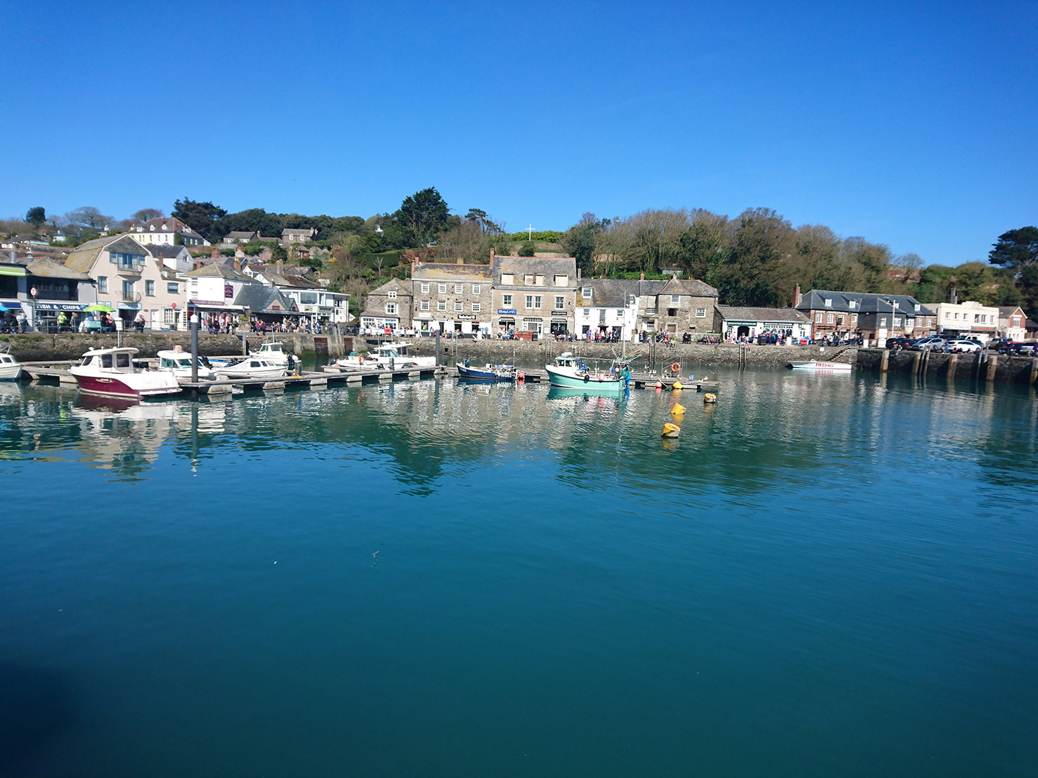 Padstow harbour in Cornwall on a Spring day