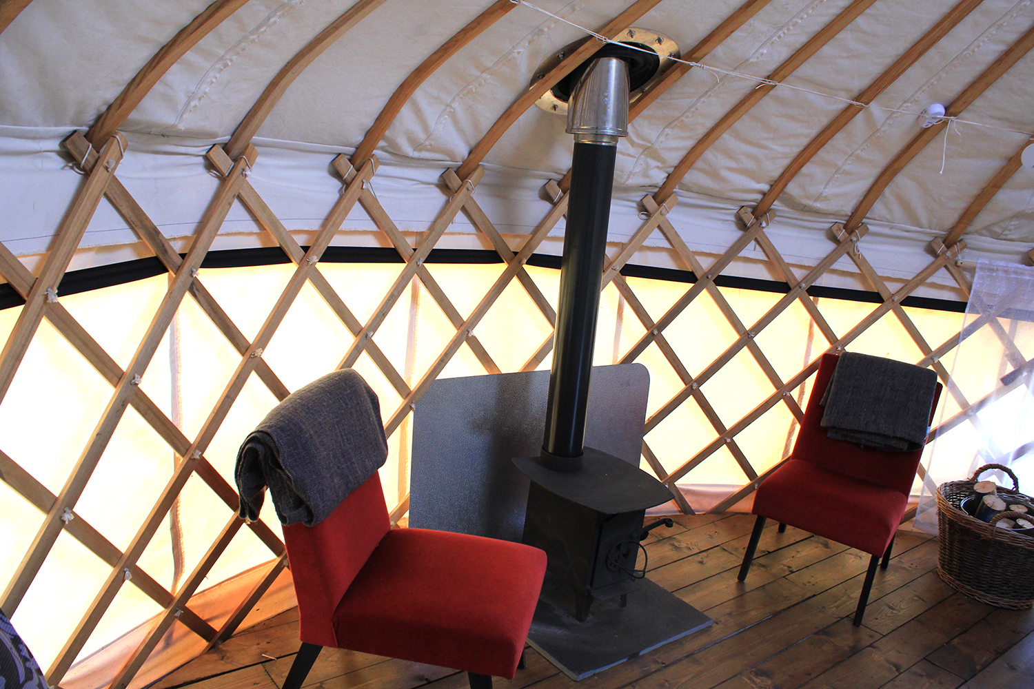 Inside the Red Kite Yurt at Cledan Valley Glamping