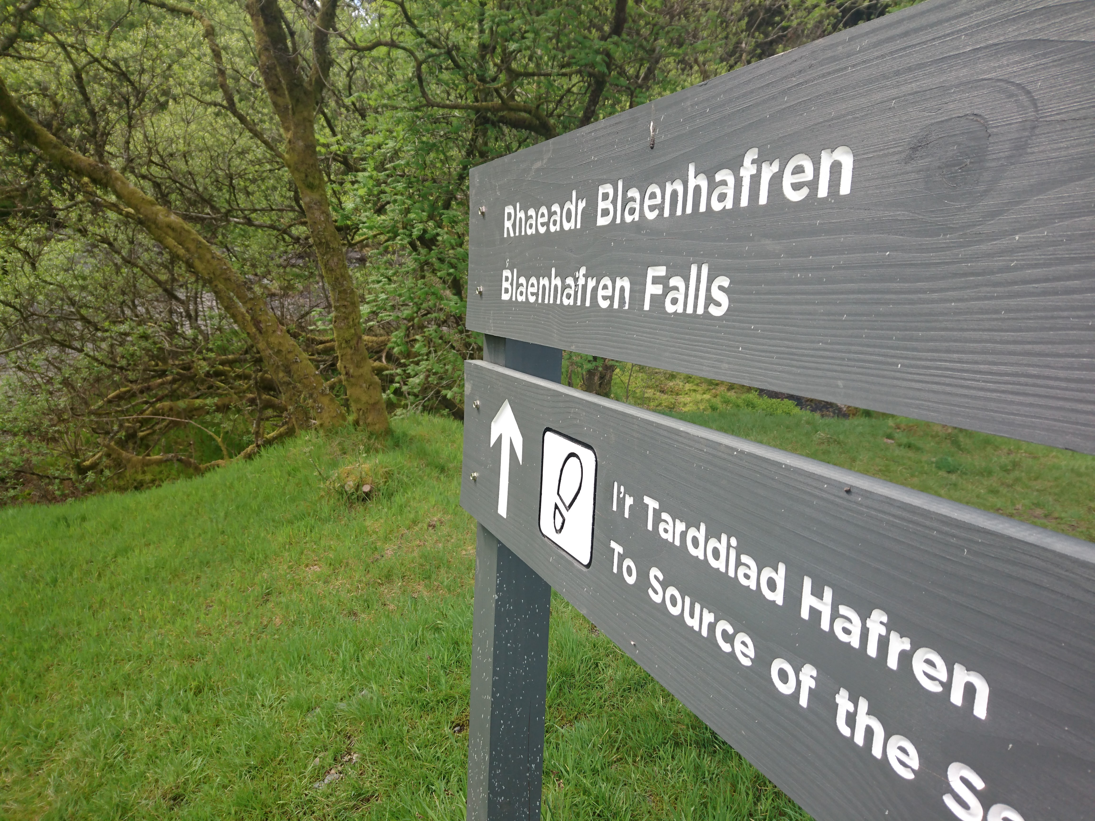 Blaenhafren Falls Sign post