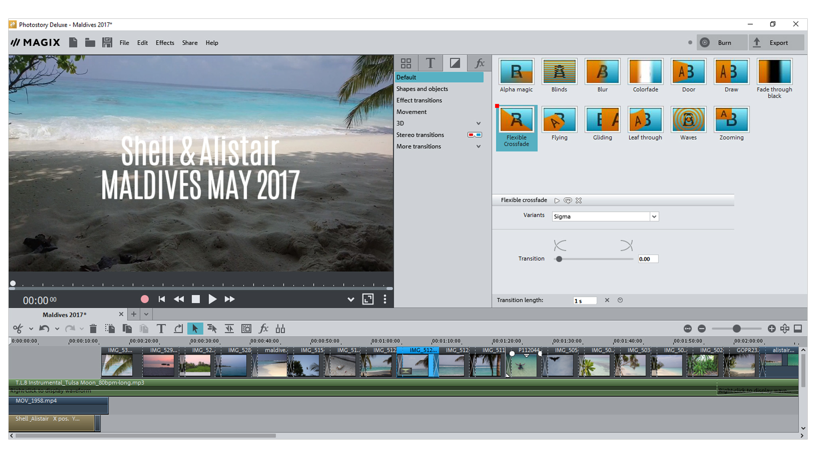 Magix Photostory Deluxe Timeline Editing View
