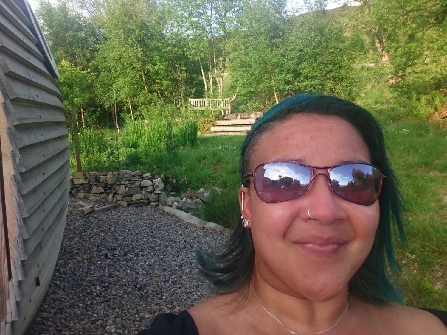 Outside the Loch Tay glamping Armadilla in Scotland