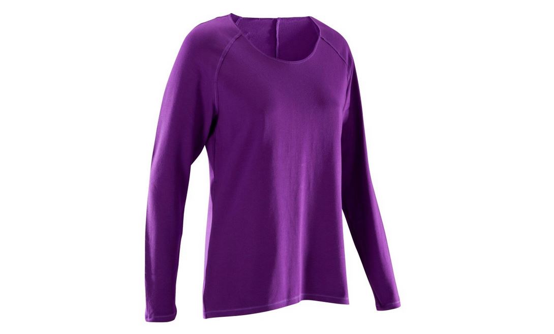 DOMYOS 100 Eco Women's Long-Sleeved Yoga T-Shirt - Purple