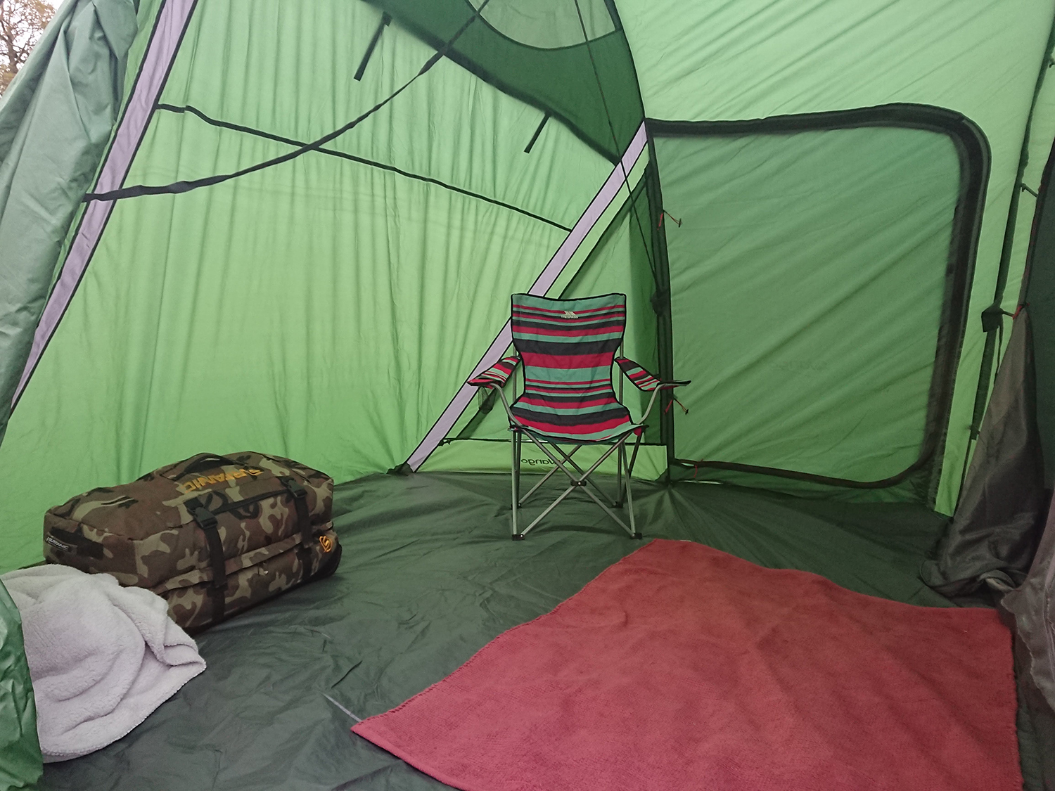 Living area inside the tent