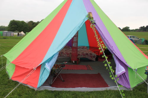 front of bell tent
