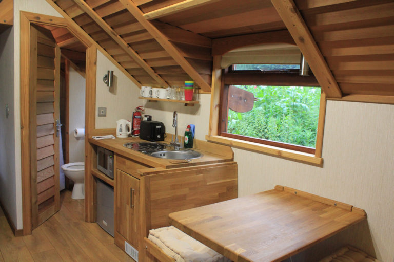 Superglamp Hideaway House Review Inside the pod kitchen area