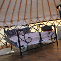 Inside the Red Kite Yurt at Cledan Valley, Powys