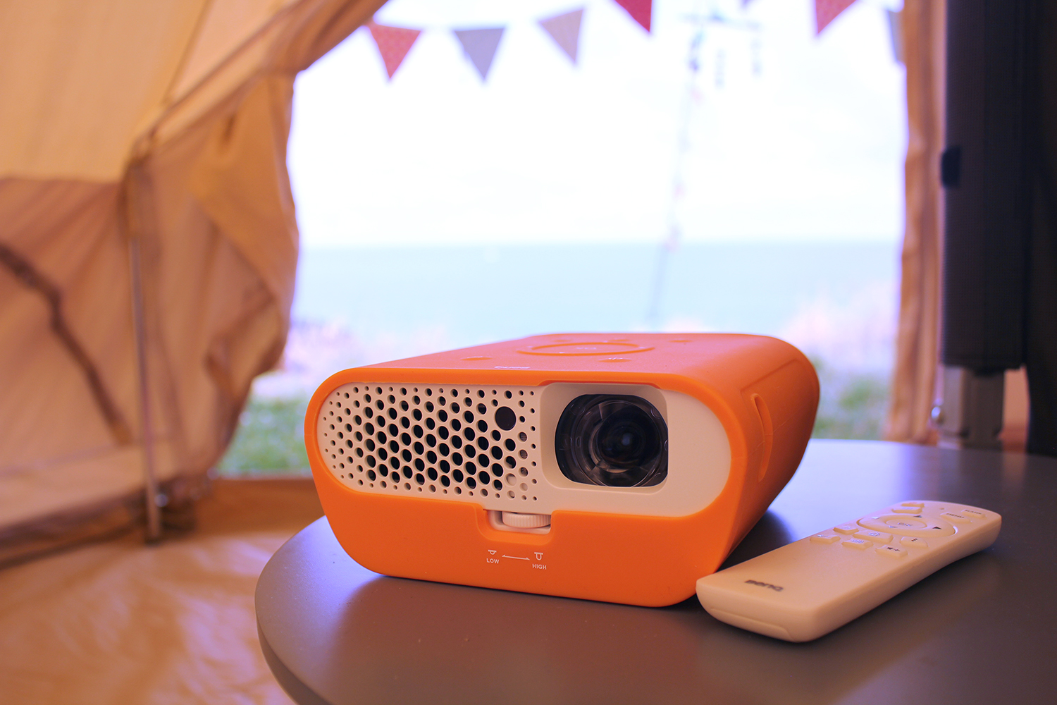 BenQ GS1 Camping Proejctor in our tent