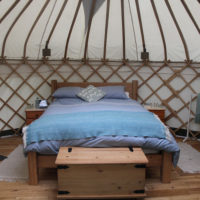Inside the yurt at Round The Woods, Norfolk
