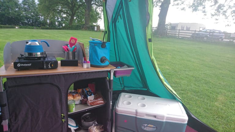 Cooking under an awning