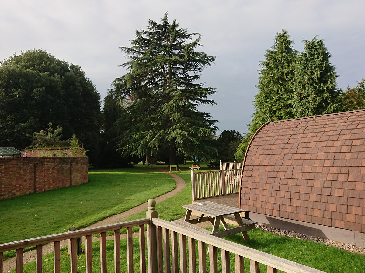 The view from our YHA Stratford-upon-Avon glamping pod