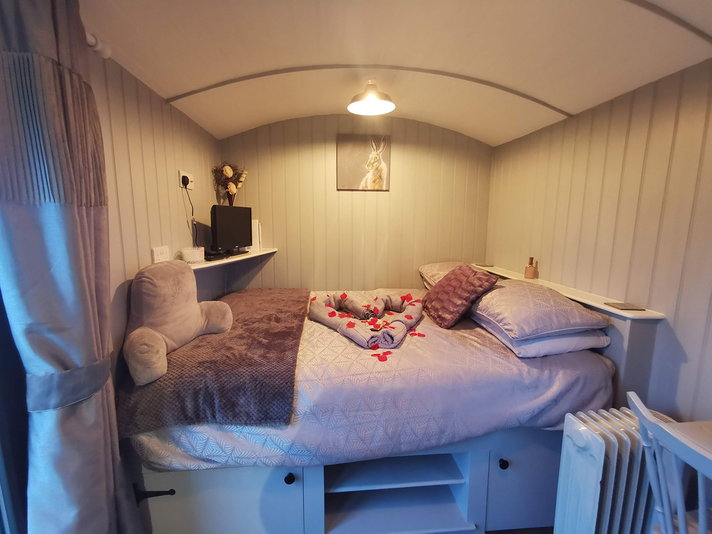 The super comfy bed with lots of built-in storage underneath