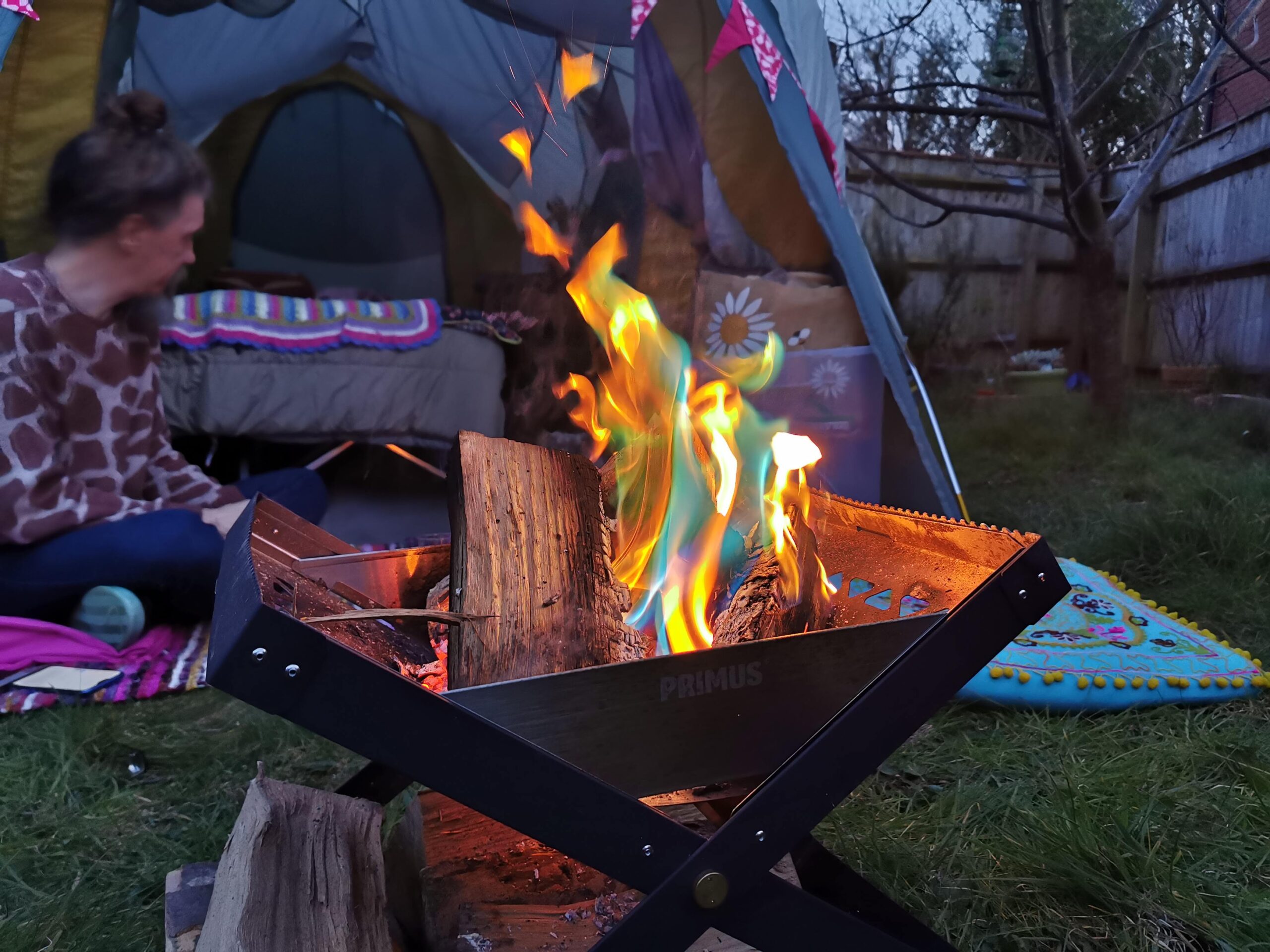 Our tent set up in our garden over Easter