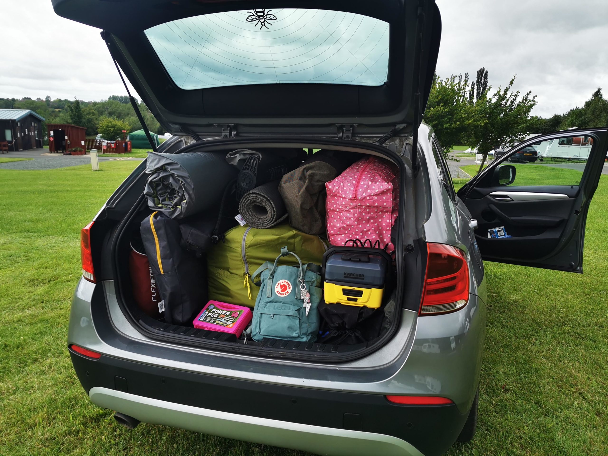 Packing car for camping