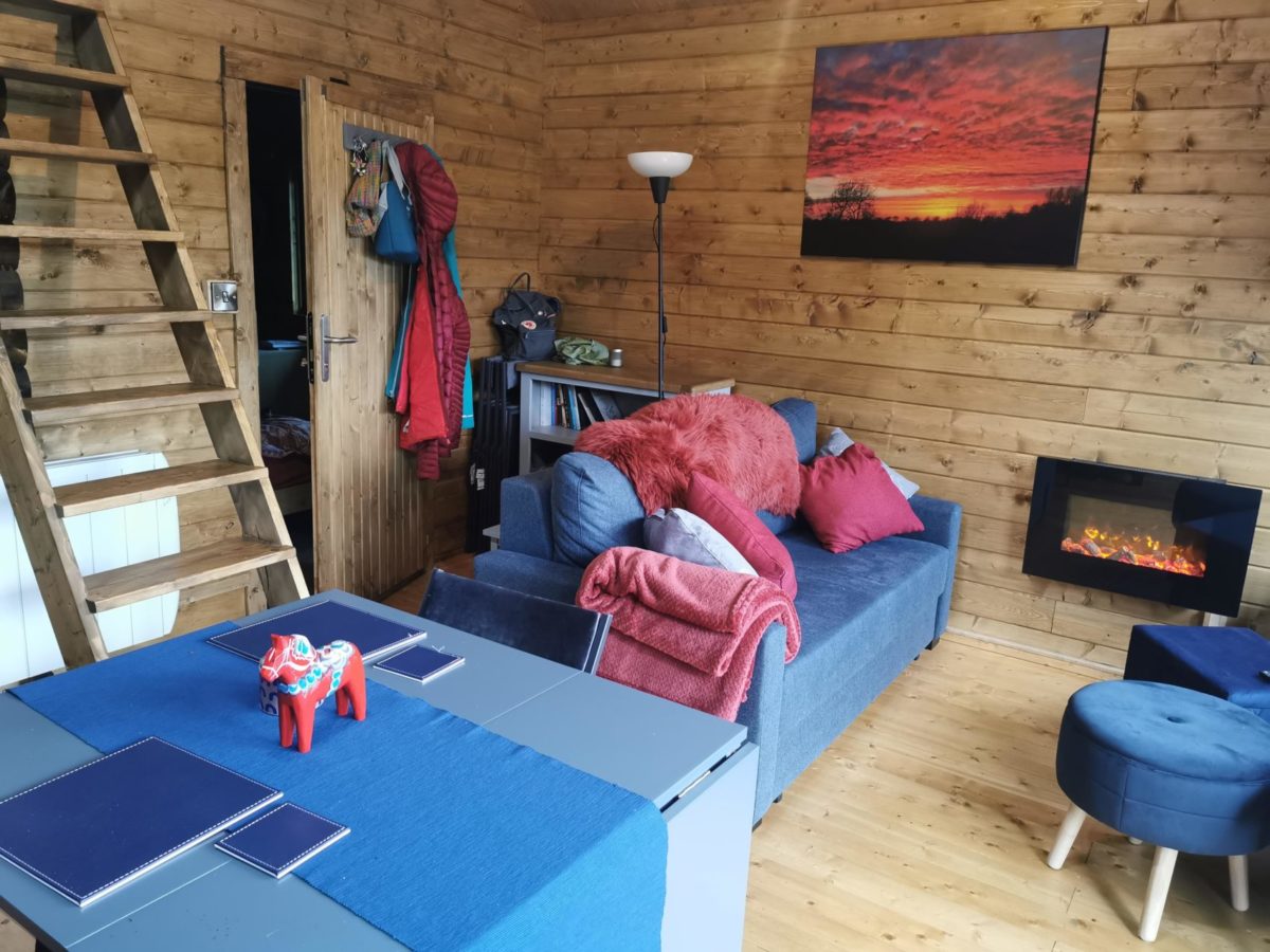 Inside Tad@Cwtch cabin glamping accommodation