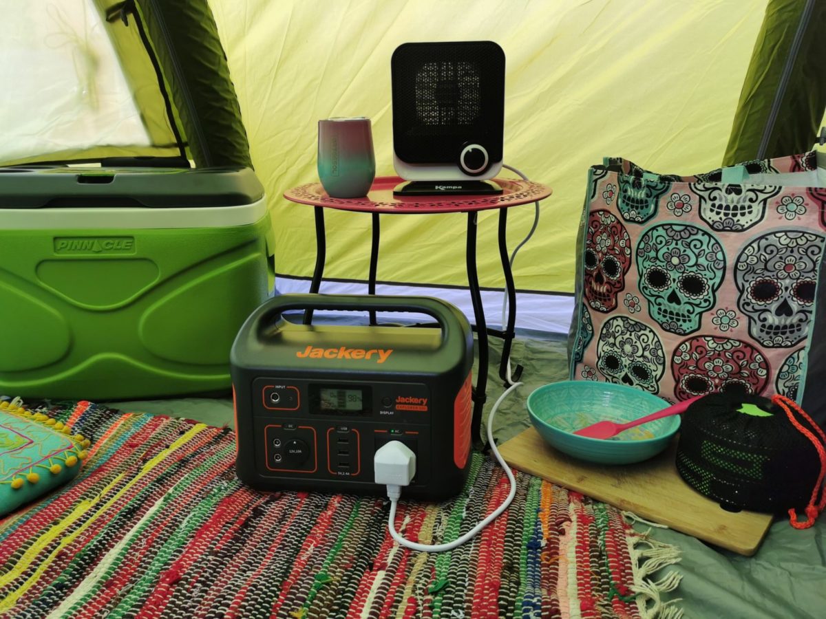 Jackery Explorer 500 Portable Power Station inside our tent